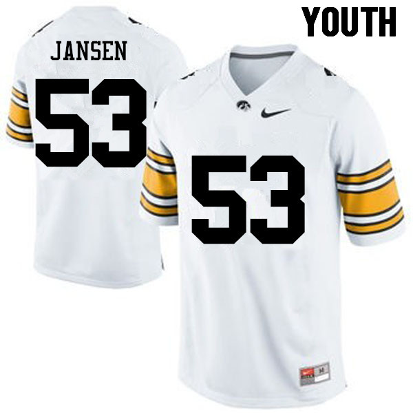 Youth Iowa Hawkeyes #53 Garret Jansen College Football Jerseys-White